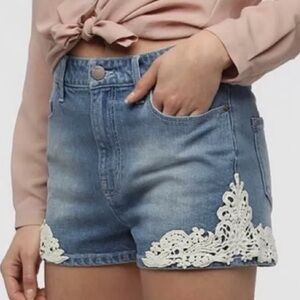 Crochet trimmed high waisted shorts